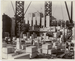 Interior work : construction of walls, looking southwest