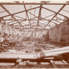 Interior work : structural framework of the roof at the northeast corner of the building, looking north