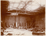 Interior work : structural framework of a ceiling and roof, from below