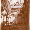 Interior work : construction of Astor Hall, with the framework of the roof above