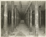 Interior work : rows of supporting metal columns