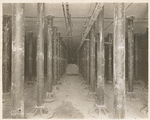 Interior work : rows of supporting metal columns