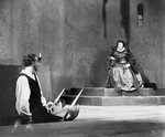 Lynn Fontanne as Queen Elizabeth and Alfred Lunt as Earl of Essex in Maxwell Anderson's  "Elizabeth the Queen", NYC: Guild Theatre, 1930.