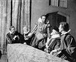 Scene from "Elizabeth the Queen" (by Maxwell Anderson), 1930. L to R: Arthur Hughes (Cecil), ?, Percy Waram (Raleigh) et al.