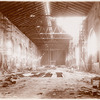 Interior work : construction of the Main Reading Room, showing a section of the framework of the floor