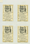 Trade cards depicting a boy in the snow with a shovel, a boy warming by a heater, a woman looking in a mirror, a woman holding a baby ; The versos depicts wringers.