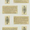 Cigarette cards entitled 'between the acts and bravo' of Mrs. Cornwallis West, Minnie Palmer and Maude Branscombe ; Trade cards depicting chicks, ducklings, flowers, frogs and ponds.