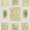 Trade cards depicting nests, birds, Easter eggs, rabbits, fruit, flowers, hot buns, nude children running with : umbrellas, boots, chicks, turtle, rabbit, pear, grapes, fan, bird, snow, hat and muffler ; cards depicting actresses : Miss Clayton, Mrs. Scott Siddons, Minnie Palmer and Kate Claxton