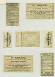 Cigarette cards entitled 'between the acts & bravo' of Mrs. Florence and Miss Stella Boniface as 'Virginia' ; Trade cards depicting ship cabins, kissing, flowers, boy playing a lute, a barefoot boy standing on a rock in a stream and musical notation.