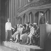 Sterling Holloway (left, white shirt) and others (Ruth Chorpenning, Ted Fetter, Edith Meiser, Edgar Stehli, James Norris, Donald Stewart, Hildegarde Halliday with Otto Hulett as the "motorman") in the "Garrick Gaieties" (Revue). Sketch entitled "The Last Mile".