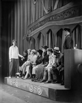 Sterling Holloway (left, white shirt) and others (Ruth Chorpenning, Ted Fetter, Edith Meiser, Edgar Stehli, James Norris, Donald Stewart, Hildegarde Halliday with Otto Hulett as the "motorman") in the "Garrick Gaieties" (Revue). Sketch entitled "The Last Mile".