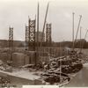 Foundation work : construcion of brick walls, looking southwest