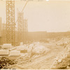 Foundation work : initial construction of exterior marble walls, northwest corner