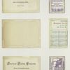 Calendar and trade cards depicting shells, boats, advertisements, an angel, seaweed, a running dog and boys.