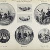 Queen Victoria and Prince Consort reviewing troops (no. 68); The bridge across the gap (no. 349); Tyrolese hill scene (no. 350); "Sebastopol" - Field-Marshal Pelissier and  General Simpson(no. 81); Snap Dragon (no. 185); The rivals (no. 51); Blind man's buff (no. 182).