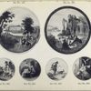 Strathfieldsaye, the seat of the Duke of Wellington (no. 151); The picnic (no. 265); The old water-mill (no. 262); Deerhound guarding cradle (no. 225); The faithful shepherd (no. 230); The lady with the hawk (no. 255).