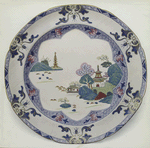 Old Spode stone China plate. (Marked "Spode stone china" in cartouche, in blue, and 2857, and dated 1802 in old Pattern Book. Exhibiting the simplicity of the early Spode derivations from the Chinese with the minimum of Western extraneities added)