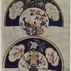 Page from old Pattern Book. Number 2387 and 2388 in date 1804 with designs for Saucers. Showing the Spode early adaptations from Chinese and Japanese decoration at a date prior to the great Anglo-Japanese furor