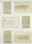Christmas and trade cards depicting men, women, flowers, geraniums, birds, ice skating, a bird perched on a finger and a man playing a musical instrument.