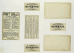 Trade cards depicting frogs, leapfrog, a frog's laboratory and a boy dressed in red with a bow and arrow ; cigarette cards entitled 'between the acts & bravo' of J. K. Emmet, O'Leary and Caimee.