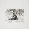 Femme et enfant dans les champs
