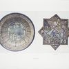Case C,9. Persian bowl, lustre and blue. Diameter, 8-1/2 in., 13th c.? ; Frame No. 3. Persian star tile, lustre and colour. Diameter 8 in., 13th c.