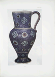 Case H,5. Damascus jug, blue, turquoise, and manganese. 16th c. Height, 10-1/2 in., diam., 7 in.