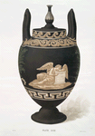 Basalt memorial vase, painted in encaustic colours. Dated 1774.