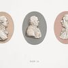 Three portrait medallions in jasper. (L to R: Sir Joshua Reynolds; Edward Bourne, - 4-1/2x3-1/4 in. ; Sir Willian Hamilton, - 4-1/2x3-1/2 in.)