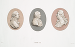 Three portrait medallions in jasper. (L to R: Sir Joshua Reynolds; Edward Bourne, - 4-1/2x3-1/4 in. ; Sir Willian Hamilton, - 4-1/2x3-1/2 in.)