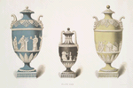 Three vases in jasper. (11 in. and 7 in., probable date 1790; vase on the right - 7-1/2 in., probable date 1793.)