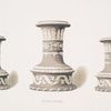 Three vases in grey-blue jasper. (Centre vase - 6-1/4 in. high, 4-1/2 in. at base; side vases - 5 in. high, 3-5/8 in. at base.) Probable date, 1790.