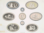 Nine medallions. Tri-coloured jasper. (From 4-1/2 x 3 to 1-1/2 inches. Probable date, 1790-1795.)
