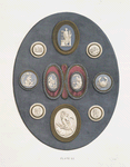Medallions mounted in gold, steel, etc., 1785-1792.