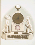 A clock in marble and ormolu. (Clock - 13-1/2 x 12 inches. Probable date of medallions 1790.)