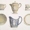 Four déjeûner pieces. Jasper. (Ewers, saucers and a can. 1787-1790)