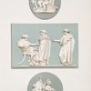 Three plaques. Jasper. (Top: the infant Pan, 5 x 4 in. Probable date, 1793 ; centre: Penelope and her maidens, 6-1/8 x 9-1/8 in. Probable date, 1790; bottom: the infant Academy, 4-3/8 in. Probable date, 1792.)