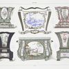 Jardiniéres: [top, L. to R:] Collection de M. Édouard André. -1760; Collection de M. le marquis de Ganay. - 1754. - Décoration de Vieillard; Collection de M.le baron Alph. de Rothschild. -1752; [bottom, L. to R:] Collection de M. le marquis de Vogüé. -1759. - Décoration de Vieillard; Collection de M. Édouard André. -1760. -Peinture de Dodin; Collection de M. Beyrdeley. -1764. - Peinture de Bulidon. - Dorure de Vincent.
