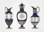 Fonds partiels: Vase aiguière (Collection de M. le marquis de Vogüé); Vase bouteille (Collection de M. le baron Alph. de Rothschild): La face antérieure est décorée d'un sujet pastoral; Vase burette (Collection de M.L. Berthet).