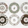 Collection de M. Goode. - 1782. - Fleurs, par Barrat. - Dorure de Prévost; Musée des Arts Décoratifs. -1778. - Fleurs, par Chapuis aîné. Collection de M. Goode. -1782. - Fleurs, par Huny. - Dorure de Prévost; Collection de M. Goode. - 1782. - Composition de Capelle. Fleurs, par Huny. - Dorure de Vincent; Collection de M. Goode. Service de Mme Du Barry. - 1773. - Fleurs et enfants, par Vandé. Décoration de Le Guay. - Dorure de Bienfait; Collection de M. Goode.- 1782. - Composition de Capelle. - Fleurs par Huny. - Dorure de Prévost.