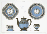 Cinq pièces d'un service exécuté pour l'impératrice de Russie, en 1778 (Collection de M. Goode). - Dorure de Vincent et Le Guay. - Fleurs par Barre et Taillandier.
