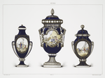Vase semi-ovoïde allongé appartenant à M. Davis (Ancienne collection de Lord Dudley); Vase a quatre cartels (Collection de M. le baron Adolphe de Rothschild), sujets peints par Morin; Vase ovoïde appartenant à M. Davis (Ancienne collection de Lord Dudley).