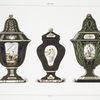 Vase calice a couvercle repercé a jour. - Sujet peint par Morin (Collection de S.M. la Reine d'Angleterre, à Buckingham-Palace); Vase balustre a couvercle, fond caillouté (Collection de M. le baron Adolphe de Rothschild); Vase calice a couvercle. Sujet par Morin (Collection de Sir Richard Wallace).