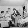 L to R: June Walker (Laurey), Ruth Chorpenning (Ado Annie), Lee Strasberg (Peddler) and Claire Woodbury as Aunt Eller Murphy.