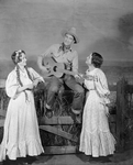 Ranch girls and Cowboy. (Lois Smith [Lindon?], Everett Cheetham and Peggy Hannan).