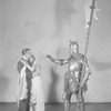 William Gaxton (Martin, the Yankee), Constance Carpenter (Alice Carter) and (knight) in A Connecticut Yankee