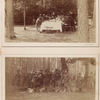 Alexander III's breakfast at forest, huntsmen and Russian nobelmen