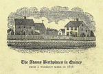 The Adams birthplaces in Quincy, from a woodcut made in 1838.