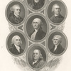 Patrick Henry, John Hancock, Geo. Washington, Sam Adams, Jas. Madison, Tho. Jefferson [and] Ben Franklin.