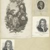 A sheet with six portraits of Joseph Addison.